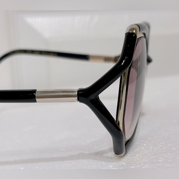 Vintage Ted Lapidus / Brigette Bardot style/ Black with gold rim oversize frame - Picture 6 of 13